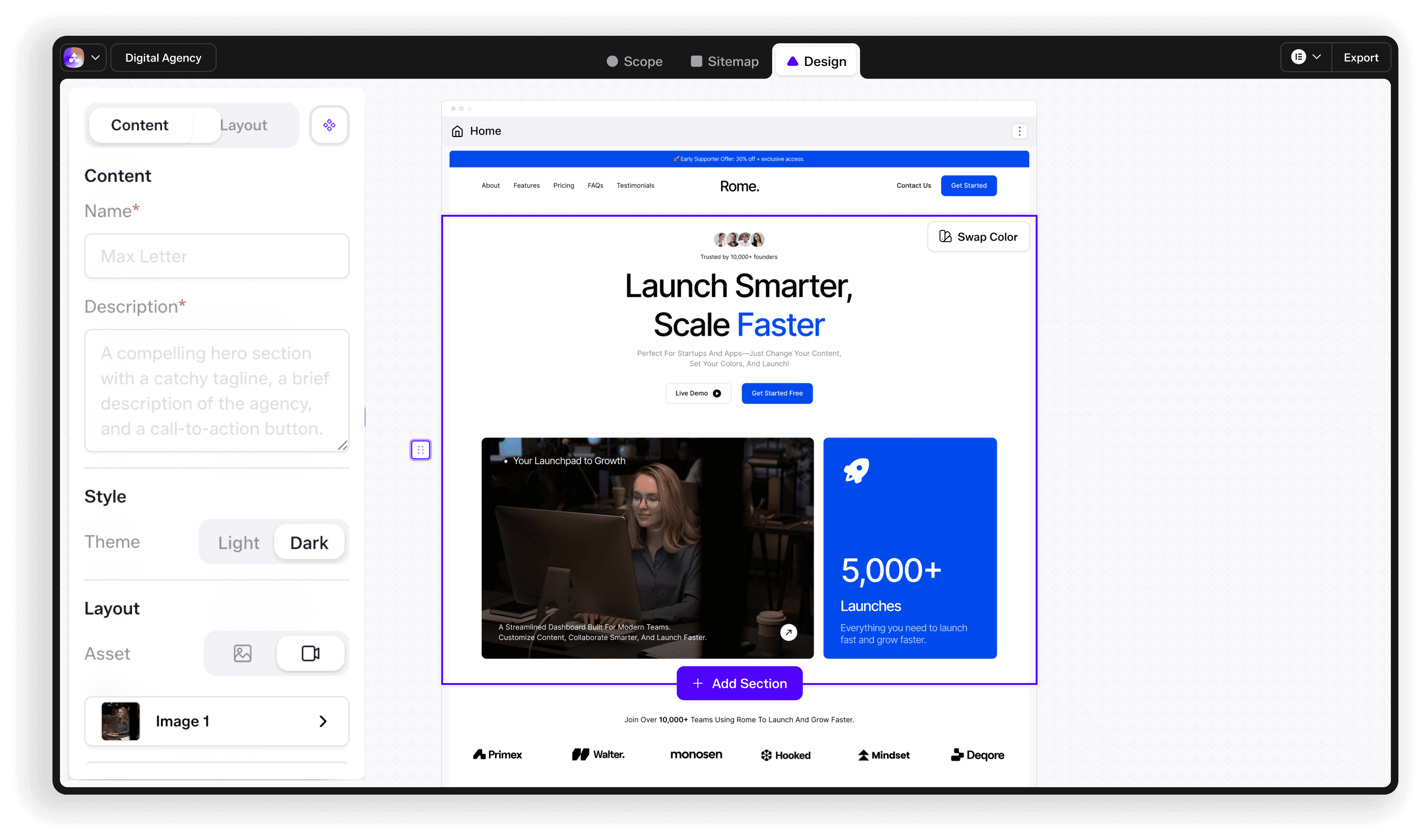SproutOS design step interface preview