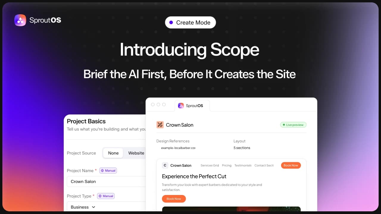 Create Mode Now Starts With the Site Brief